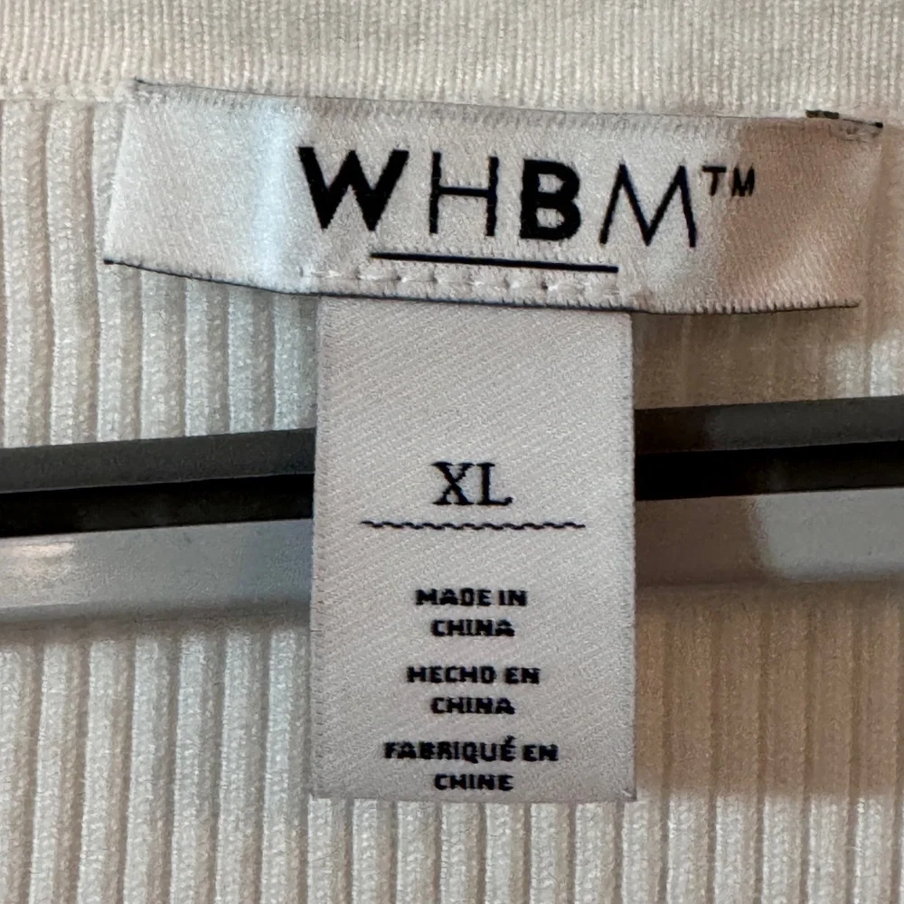 White House Black Market Cream Ribbed V-Neck Long Sleeve Tee